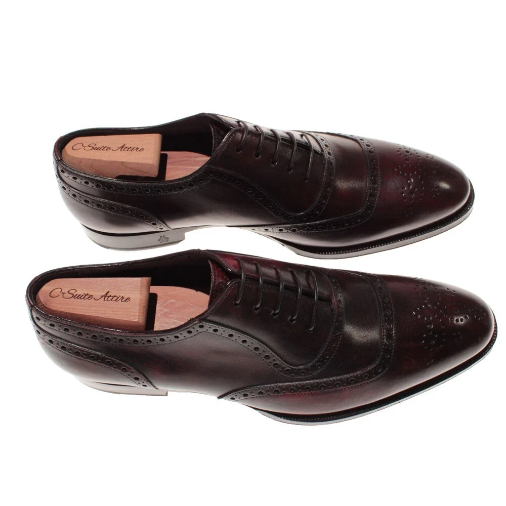 Di Bianco NWD Lace Up Oxford Dress Shoes Size 8 US in Cherry Red Leather